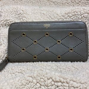 Fossil Tessa Zip Clutch w/ grommets - slate